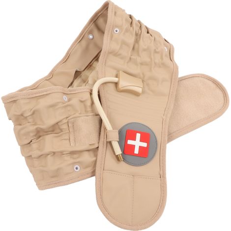 Rückenentlastungsgürtel, aufblasbar, mit Entspannungsfunktion, Traktionsfunktion, TPU-Material, Lendenwirbelstütze, khaki-silber, Inflator L (1/5)