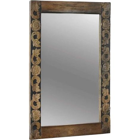 Miroir mural brun noyer, 70 x 50 cm, en bois composite et verre. (1/5)