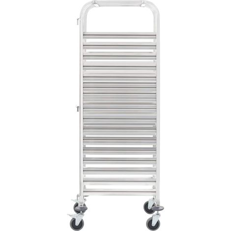 vidaXL Carrello da Cucina per 16 Vassoi 38x55x163 cm in Acciaio