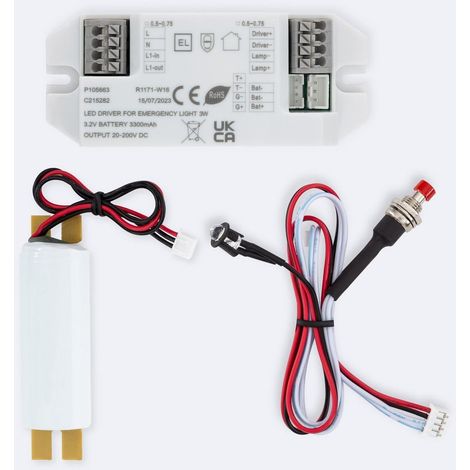 Driver con Batería para Luminarias LED de Emergencia 20-200V DC 3W 3 W (1/4)