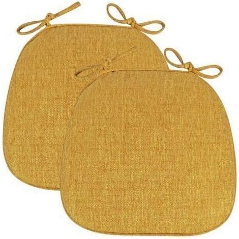 BUNTHAUS Lot de 2 (43x41x35cm) Coussin/Galette de Chaise ,avec Rubans,Forme de Trapèze Assise,Lavable déhoussable Antidérapant Coussin de Siège for Cuisine, Salle Manger, Jardin, Bureau