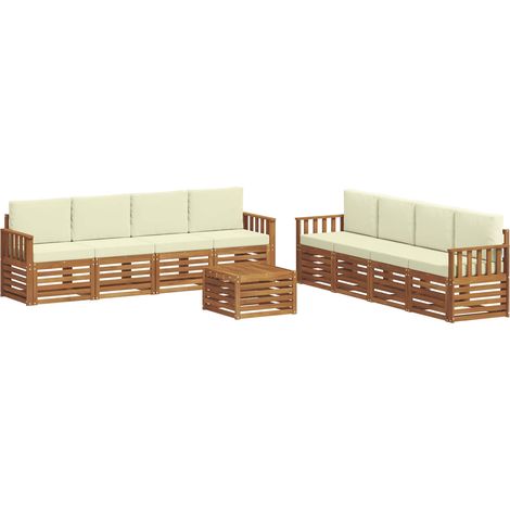 Ensembles de canapés avec coussin 9 pcs Salon de jardin Naturel et Crème (1/5)