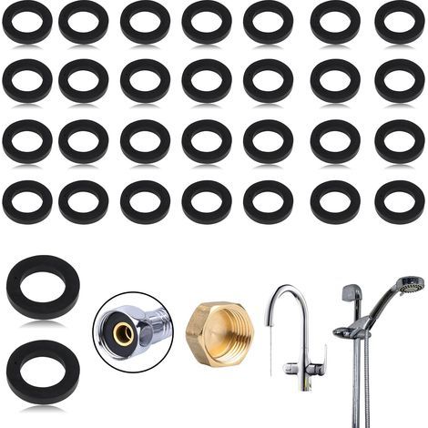 30 Joints Rondelle Caoutchouc 1/2" Pouceou 3/4" Pouce joint Caoutchouc Rond joint Robinet pour Joint Torique pommeau de douche,Douchette Douche Salle de Bain de Tuyau de Douche (Noir,1/2") (1/5)