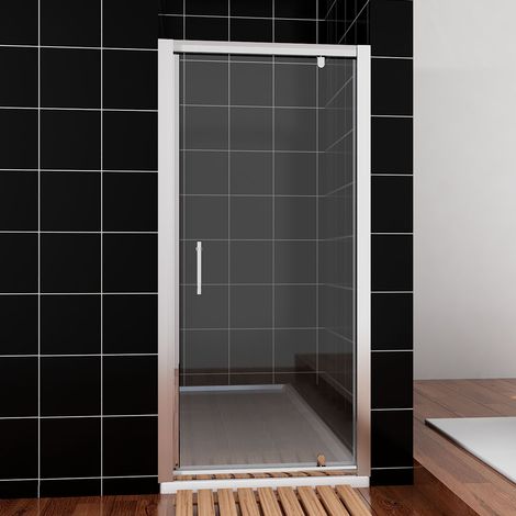 ELEGANT 900mm Pivot Hinge Shower Door Aluminium Frame Shower Enclosure 6mm Tempered Glass with 900x1200mm SMC Tray + Waste Trap