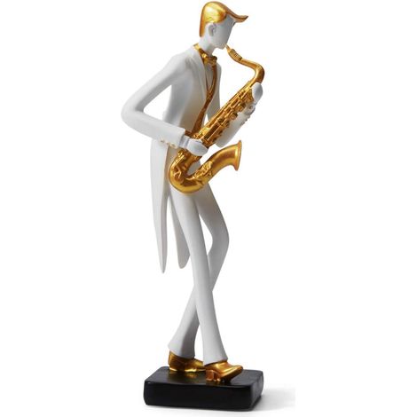 Figurine Musicien Saxophoniste Statue Résine Décor Piano Cadeau 26cm (1/5)
