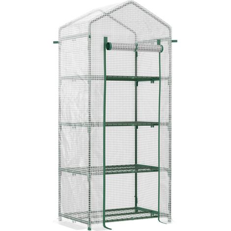 Serra per Piante Verticale 4 Ripiani 70x50x160 cm in Acciaio e PE Bianco (1/5)