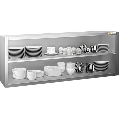 Placard mural inox 1800x400 mm - Hauteur 650 mm ouvert PREMIUM - GOLDINOX (1/4)