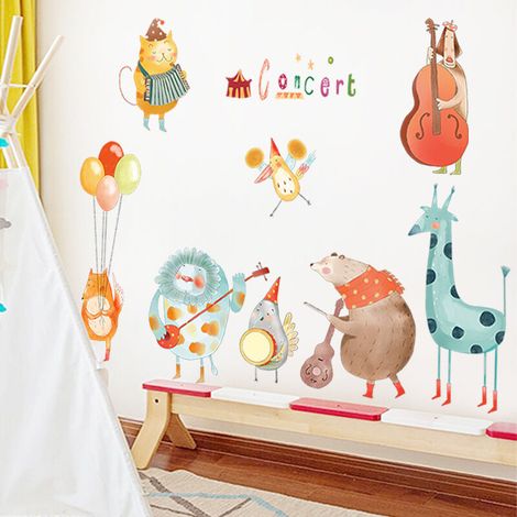 BEBUSINGOTO 1pc Stickers Muraux concert Animaux Autocollant Mural pour Chambre Bébé Décoration de Chambre d'Enfant Garçon Fille Crèche Garderie