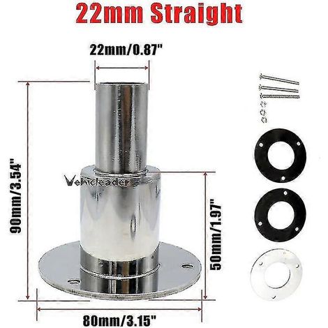 Raccord extérieur de tuyau d'échappement traversant en acier inoxydable 22/24 mm, manchon de tuyau, pièce de quincaillerie pour réchauffeurs diesel à air pour bateaux, navires et camions (22 mm droit) (1/5)