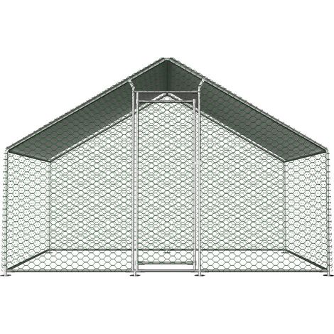 Poulailler- Enclos Extérieur Sécurisé 3x2x2m avec Serrure-Bâche PE Imperméable-Volière Métal