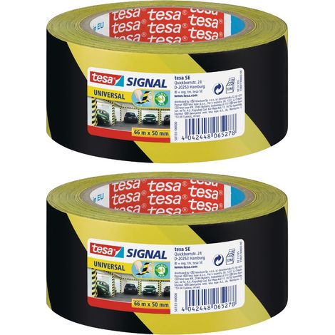 Ruban de signalisation universel TESA Signal jaune et noir 66 m x 50 mm x 2 pièces (1/5)