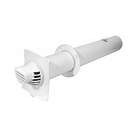 Terminal horizontal Rolux Condensación Ø 80/125mm, excéntrico, blanco