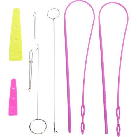 Kit de costura DIY de 9 piezas que incluye un enhebrador de cordón, un volteador de bucles, un ganchillo y pinzas.