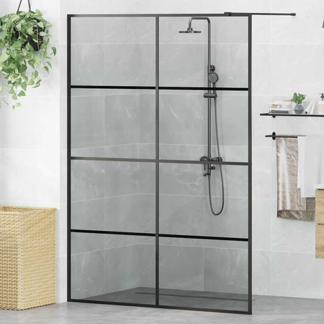 Walk-in Duschwand Schwarz 140 x 195 cm Gehärtetes Glas