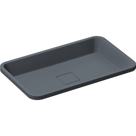 Mai & Mai Lavabo da Incasso 53x33x10.5cm, Lavandino Bagno Rettangolare Colossum104 Lavabo da Minerale Fuso, Antracite Opaco