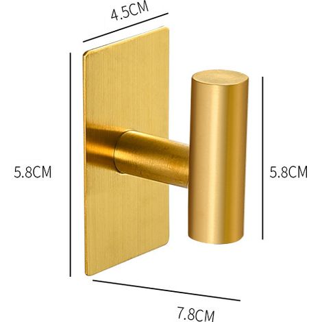 3 ganci parete adesivi robusti impermeabili per asciugamani cappotti vestiti armadio cucina, oro