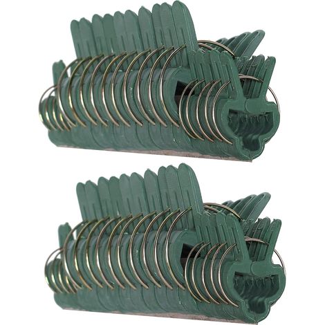 Clip per piante, 20 piccole + 20 grandi, verdi, delicate, per giardinaggio, con leva ad anello, per sostenere e raddrizzare steli e viti. (1/5)