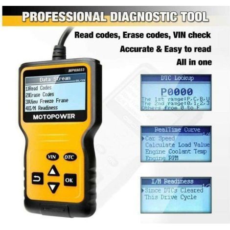 MP69033 OBD-II Scanner Codeleser Motorfehlercode-Diagnosegerät Motorcodeleser für den Sensor IRON FAILURE A (1/5)