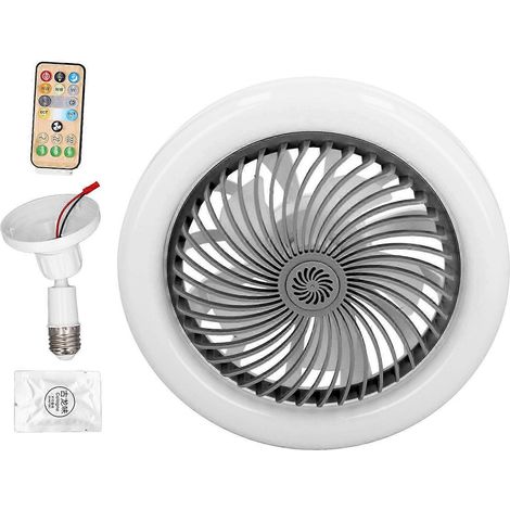 LED-Deckenventilator mit E27-Gewinde, faltbar, Fernbedienung, Aromatherapie-Funktion, 85–265 V, Grau