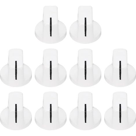 Lot de 10 boutons de guitare en plastique blanc, 6,4 mm x 19 mm x 15 mm, pour guitare électrique et basse. (1/5)