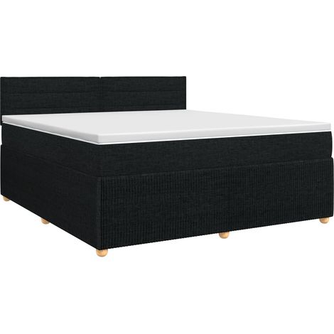 vidaXL Lit boxspring avec matelas Noir 180 x 200 cm Tissu (1/5)