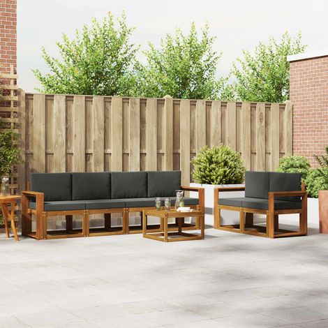 vidaXL Outdoor-Sofagarnitur mit Kissen 7 pcs Natur und Anthrazit (1/5)