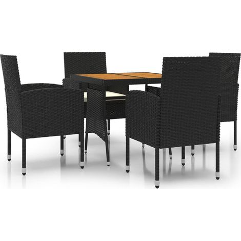 Maison Exclusive - Set da Pranzo per Giardino 5 pz in Polyrattan Nero