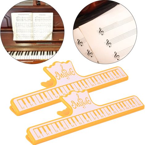 2 Pièces Pince à Partition en Plastique, Accessoire pour Instruments de Musique, Jaune/Noir (1/4)