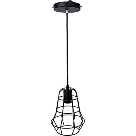 LAMPADARIO GABBIA IN METALLO INDUSTRIALE RETRO E27 PENDENTE VINTAGE BIANCO SJ002 (1/4)