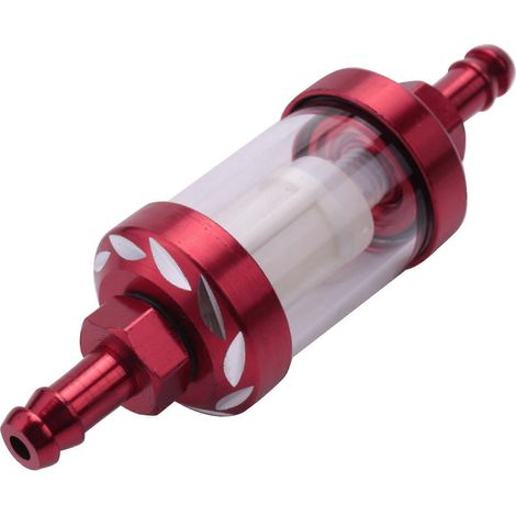 Filtre à essence/huile rouge pour moto en alliage d'aluminium et verre (1/5)