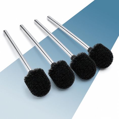 Brosse Toilettes WC Pack 4 avec Manche en Acier Inoxydable 35,5 cm – Brosse WC à tête remplaçable de 8 cm de diamètre – Balayette WC à Poils Souples – Accessoire Salle de Bain (1/5)