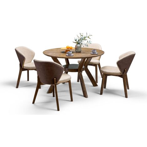 Conjunto de mesas y sillas para comedor Houston 1985 , 77x0x0cm, Diámetro: 120, Número de asientos: 4, Estilo: Contemporary