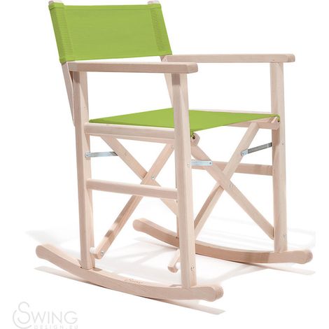 Swing Verde acceso sedia seduta dondolo regista playa capri legno tessuto colorata di design made in Italy