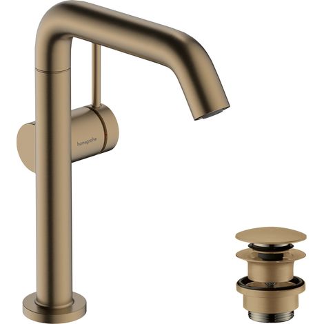 Hansgrohe Tecturis S - Waschtischarmatur mit Push-Open-Ablaufgarnitur, CoolStart, EcoSmart, Bronze gebürstet 73360140