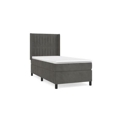 Sommier à lattes de lit et matelas Gris foncé 80x200 Velours (1/5)