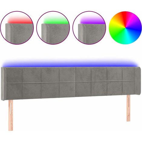 Maison Exclusive - LED Kopfteil Hellgrau 203x16x78/88 cm Samt (1/5)