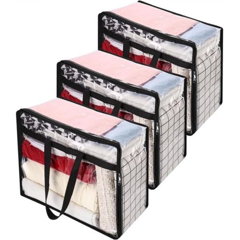Set of 3 Transparent 40L Storage Bags, PVC Clothes Storage Bags, Duvet Storage Bags, with Zippers and Handles, Storage Cover (1/5)