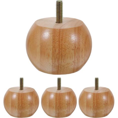 pieds de meubles ronds en bois – pieds de remplacement pour canapés, tables, chaises et armoires. Pieds sphériques non peints, adaptés aux coiffeuses. (1/5)