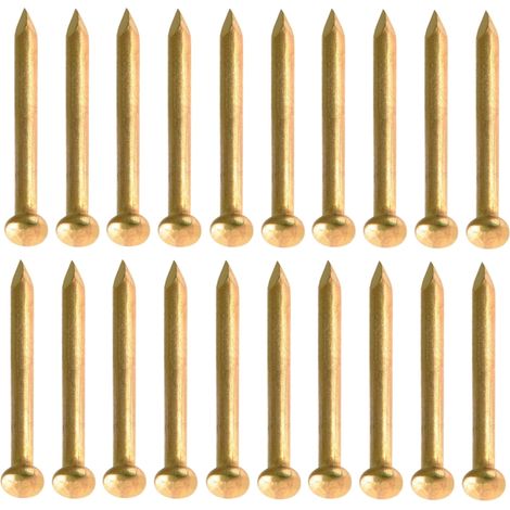 20x pointe laiton doré clou tête ronde 2mm x 14mm bois boule meuble tableau chaise ancien vintage (1/2)