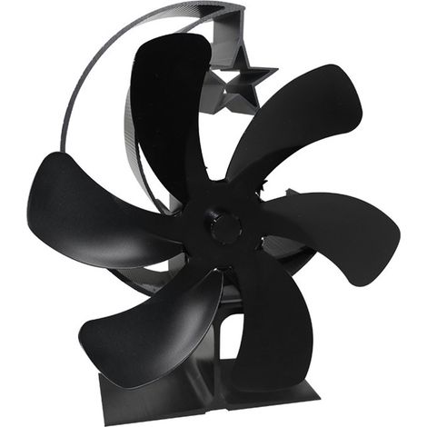 Ventilateur de poêle à 6 pales pour cheminée, alimenté par la chaleur, à circulation d'air rapide, motif demi-lune, thermoélectrique, pour poêle à bois, noir (1/5)