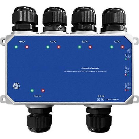 Switch PoE 4 ports 100M pour application extérieure, indice d'étanchéité IP67, entrée PoE et entrée CC (1/5)