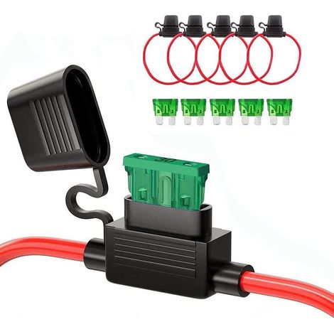 Lntyq Stück Auto-wasserdichter Plug-in-Flachsicherungshalter mit Draht, max. 32 V/30 A, für mittlere Pkw-LKW mit vollständig geformtem Gehäuse