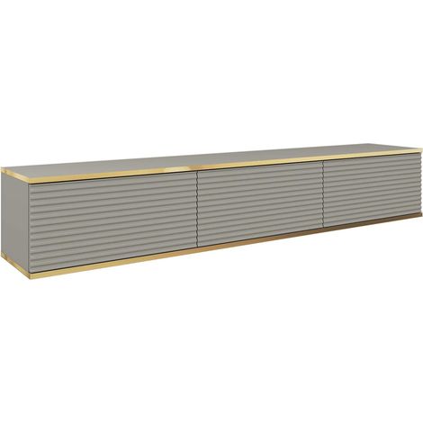 Mobile TV con lamelles grigie, 175 x 30 x 32 cm, apertura push-to-open (1/5)