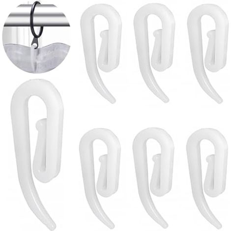 Crochets de rideau en plastique blanc pour porte, fenêtre, ruban de tête de rideau, crochets de draperie, lot de 20, 2,8 x 1,2 cm (1/5)