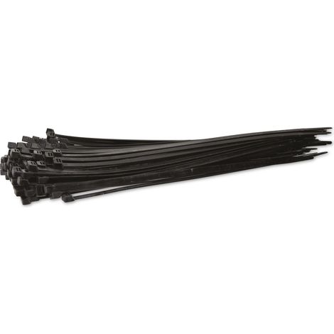 Lot de colliers de serrage KSS, polyamide 6.6, noir, 340x7,6, résistant aux UV, 100 pièces