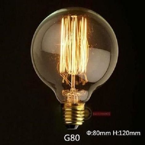 Ampoule - Edison - G80 - 40W - Antique - Filament Carbone - Intérieur (1/4)