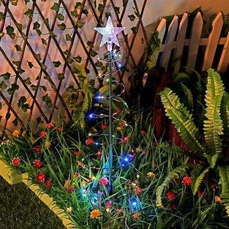 Guirnalda de luces para árbol de Navidad, decoración solar para árbol de Navidad exterior, árbol de Navidad en espiral, luces LED solares para árbol de Navidad de jardín exterior, para jardín y patio. (1/5)