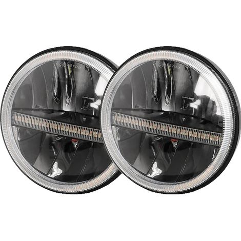 Faro LED, luz alta y luz baja, carcasa de aluminio duradera, intermitentes DRL de 2 piezas, 6000K-a (1/2)