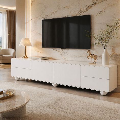 CHICFURN Mobile TV basso 175 x 38 x 37 cm in MDF e truciolare bianco con contenitore (1/5)