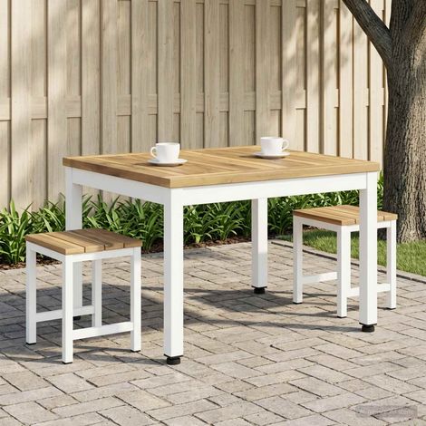 vidaXL Mesa de centro Blanco 49 x 60,5 x 36 cm Madera de Acacia Sólida (1/5)